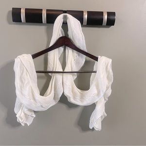 Cleo Long Scarf Knit Polyester Scarves Women Classy Wavy Silver Thread Trim